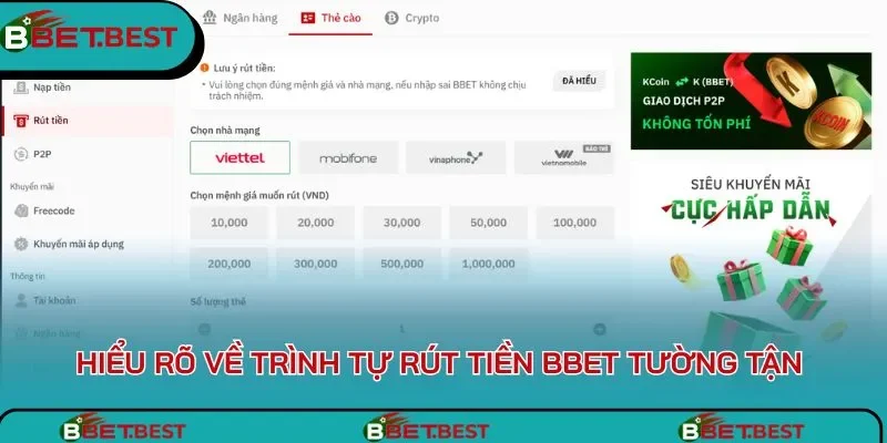 Hiểu rõ về trình tự rút tiền BBet tường tận 