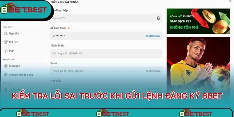 Kiểm tra lỗi sai trước khi gửi lệnh đăng ký BBet