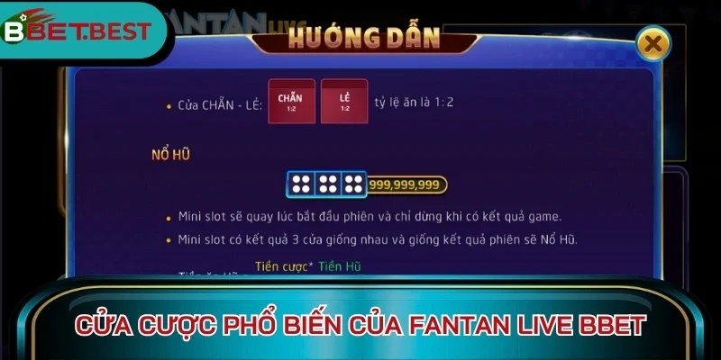 Cửa cược phổ biến của Fantan live BBet