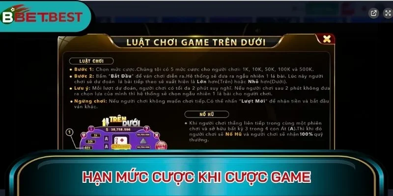 Hạn mức cược khi cược game