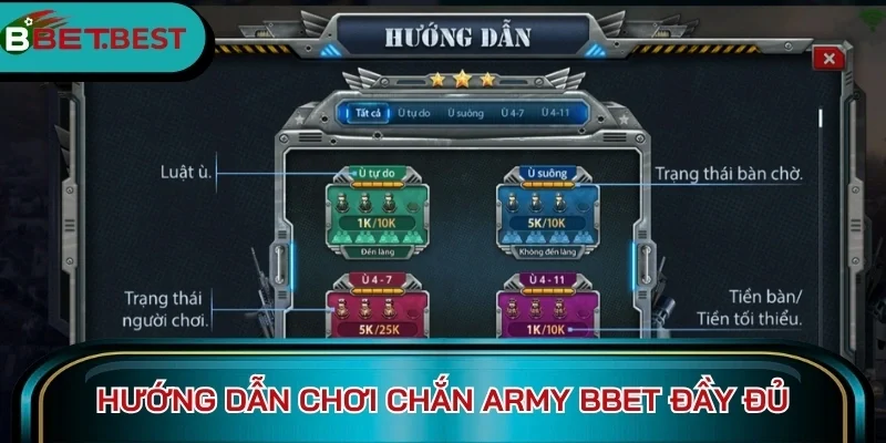 Hướng dẫn chơi chắn Army BBet đầy đủ