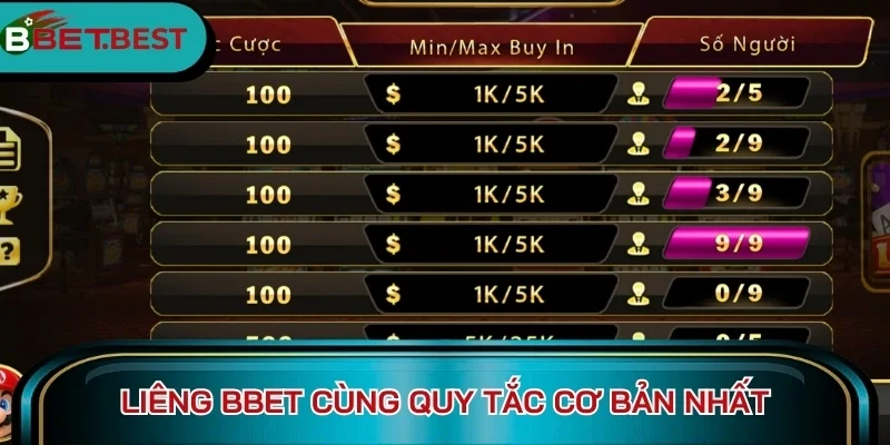 Liêng BBet cùng quy tắc cơ bản nhất