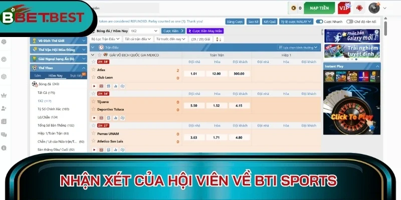 Nhận xét của hội viên về BTI Sports 