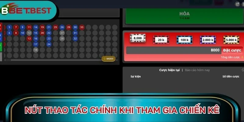 Nút thao tác chính khi tham gia chiến kê
