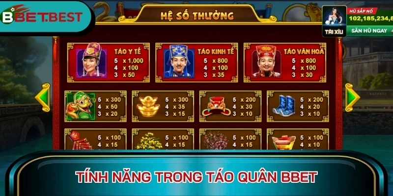 Tính năng trong Táo Quân BBet
